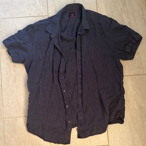 UNTUCKit Men's Casual Dark Gray Button Down Shirt, Linen